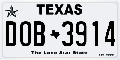 TX license plate DOB3914