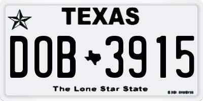 TX license plate DOB3915