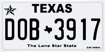 TX license plate DOB3917