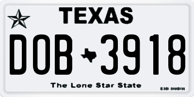 TX license plate DOB3918