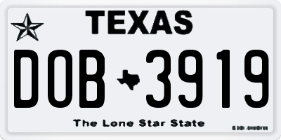 TX license plate DOB3919