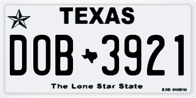 TX license plate DOB3921