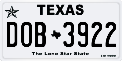TX license plate DOB3922