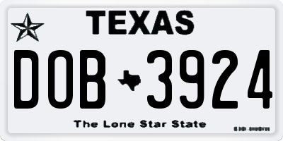 TX license plate DOB3924