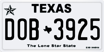 TX license plate DOB3925