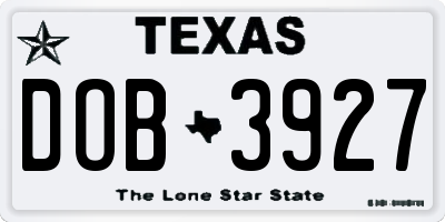 TX license plate DOB3927