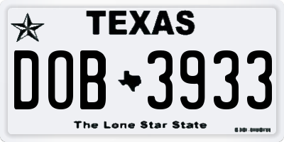 TX license plate DOB3933