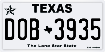 TX license plate DOB3935