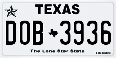 TX license plate DOB3936