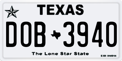 TX license plate DOB3940