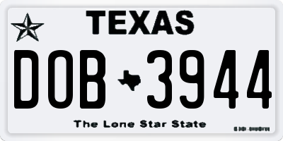 TX license plate DOB3944