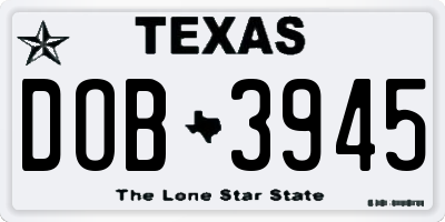 TX license plate DOB3945