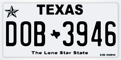 TX license plate DOB3946