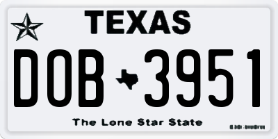 TX license plate DOB3951