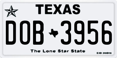 TX license plate DOB3956