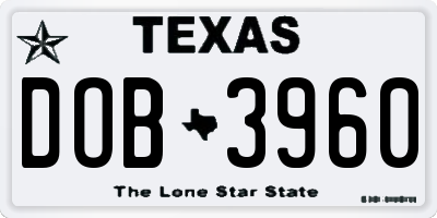 TX license plate DOB3960