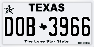 TX license plate DOB3966