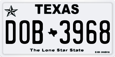 TX license plate DOB3968