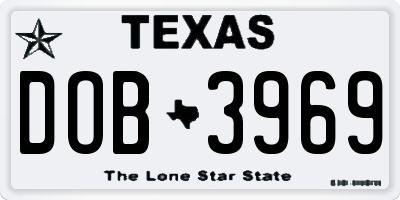 TX license plate DOB3969
