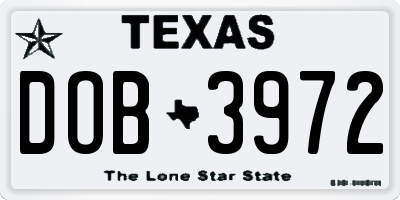 TX license plate DOB3972