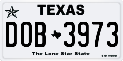 TX license plate DOB3973