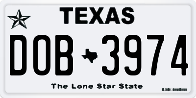 TX license plate DOB3974