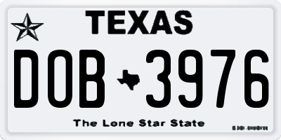 TX license plate DOB3976