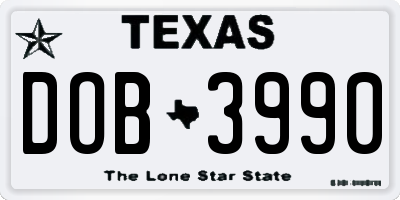 TX license plate DOB3990
