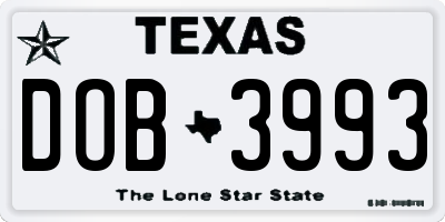 TX license plate DOB3993