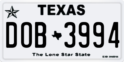 TX license plate DOB3994