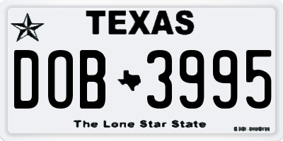 TX license plate DOB3995
