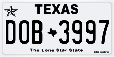 TX license plate DOB3997