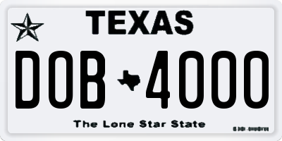 TX license plate DOB4000
