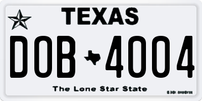 TX license plate DOB4004