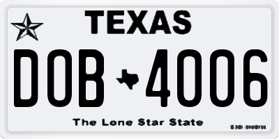 TX license plate DOB4006