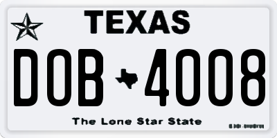 TX license plate DOB4008