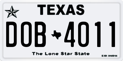 TX license plate DOB4011