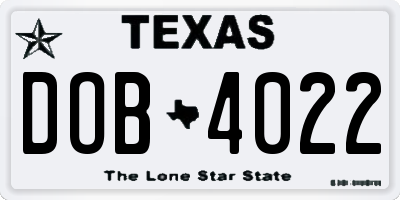 TX license plate DOB4022