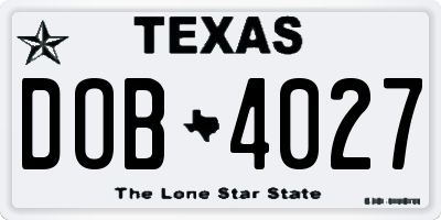 TX license plate DOB4027