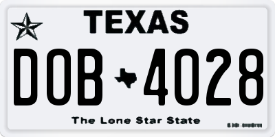 TX license plate DOB4028