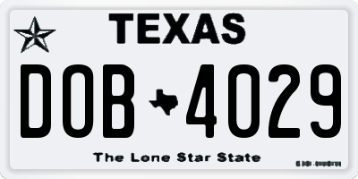 TX license plate DOB4029