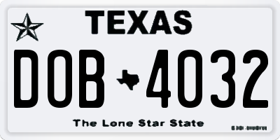 TX license plate DOB4032
