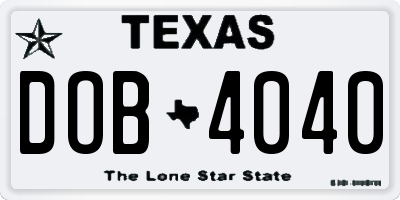 TX license plate DOB4040