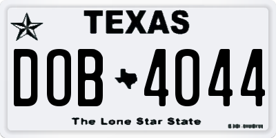 TX license plate DOB4044