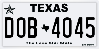 TX license plate DOB4045
