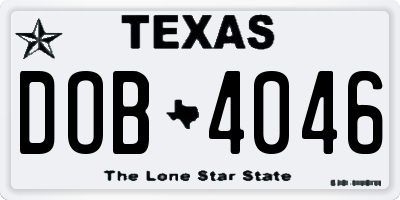 TX license plate DOB4046