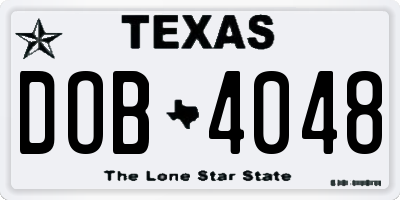 TX license plate DOB4048