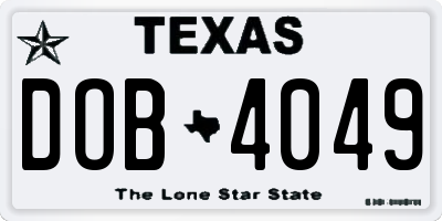 TX license plate DOB4049