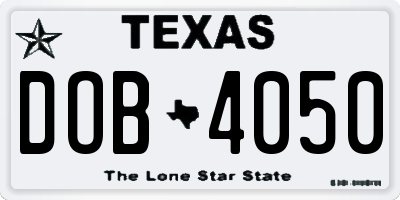 TX license plate DOB4050