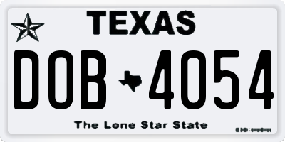 TX license plate DOB4054